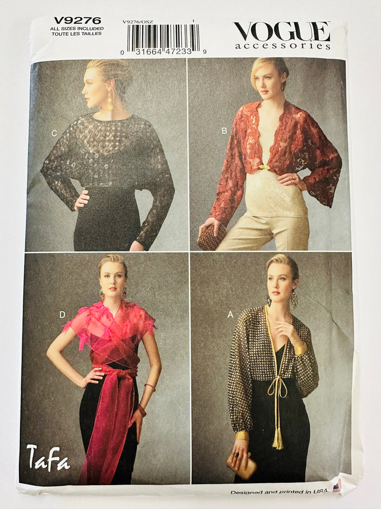 SHRUGS & CAPELET : Vogue Accessories Sewing Pattern 2021 One-Size-Fits-All Complete Uncut FF *V9276