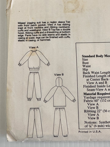JOGGING SUIT: Vintage Sewing Pattern Kwik Sew 1983 Sz XS-L *1230