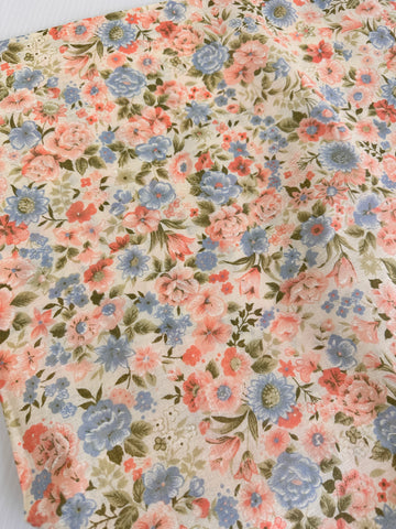 ONE LEFT: Vintage Fabric Cotton Pillow Case 1980s Country Floral Unused 72cm x 46cm