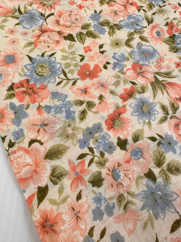 ONE LEFT: Vintage Fabric Cotton Pillow Case 1980s Country Floral Unused 72cm x 46cm