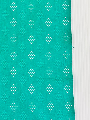 49cm LEFT: Modern Fabric Quilt Cotton Spotted Diamonds on Green 112cm Wide