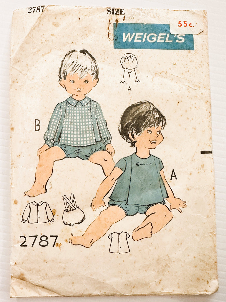 PANTS & TOP: Weigel's Baby Vintage Sewing Pattern 1950s 60s Size Infant Complete *2787