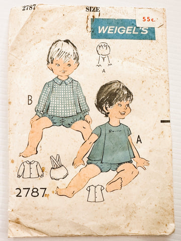 PANTS & TOP: Weigel's Baby Vintage Sewing Pattern 1950s 60s Size Infant Complete *2787