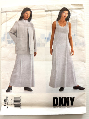 JACKET & DRESS: Vogue American Designer Sewing Pattern 1990s DKNY Donna Karan Size 12-14-16 Complete FF *2335