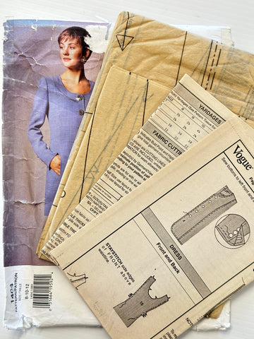 MISSES' JACKET & DRESS: Vogue American Designer Oscar de la Renta Sewing Pattern 1994 Size 8-12 Complete FF *1404