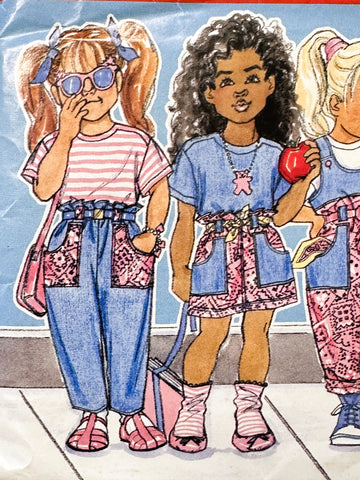JUMPER, OVERALLS, SKIRT, PANTS & TOP: Butterick Busybodies Sewing Pattern 1989 Sizes 2,3,4 Complete *3788