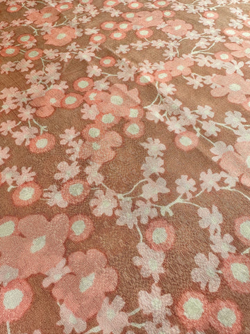 SINGLE FAT QUARTER: Vintage Fabric 1960s Shimmer Mod Dress Fabric Pink Floral on Pink 54cm x 50cm