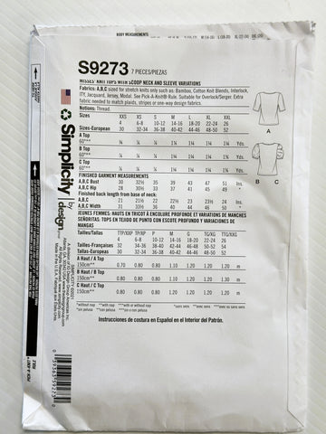 KNIT TOPS: Simplicity Sewing Pattern 2021 Size XXS-XXL Complete Factory Folded *S9273