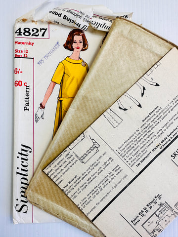 MATERNITY ONE-PIECE DRESS, TOP & SKIRT: Simplicity Size 12 Bust 32 1963 Uncut FF *4827