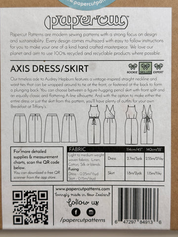AXIS DRESS & SKIRT: Papercut Sewing Pattern 2020? New Zealand Sz 6-20 Uncut FF