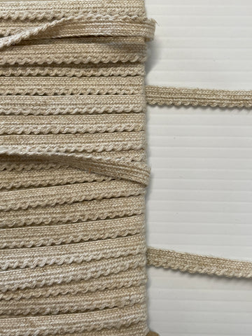 19m LEFT: Vintage Woven Sturdy Cotton Trim Braid Bone Colour 8mm