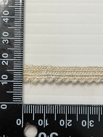 19m LEFT: Vintage Woven Sturdy Cotton Trim Braid Bone Colour 8mm