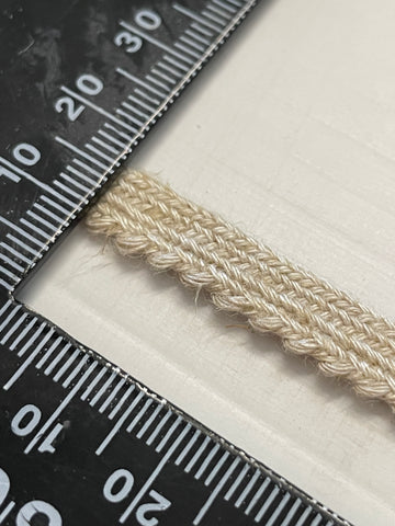 19m LEFT: Vintage Woven Sturdy Cotton Trim Braid Bone Colour 8mm