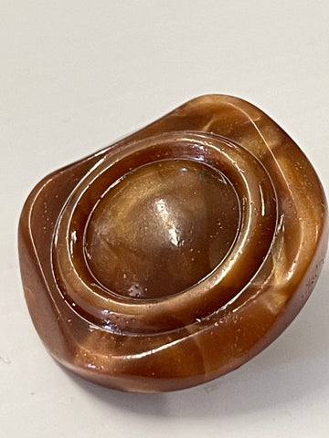 2 BUTTONS LEFT: Medium-Large Vintage Button Brown Acrylic Shank 28mm