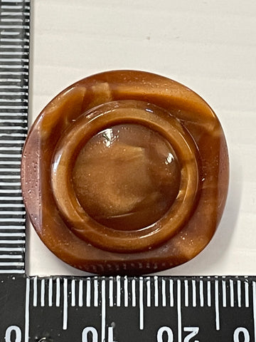 2 BUTTONS LEFT: Medium-Large Vintage Button Brown Acrylic Shank 28mm