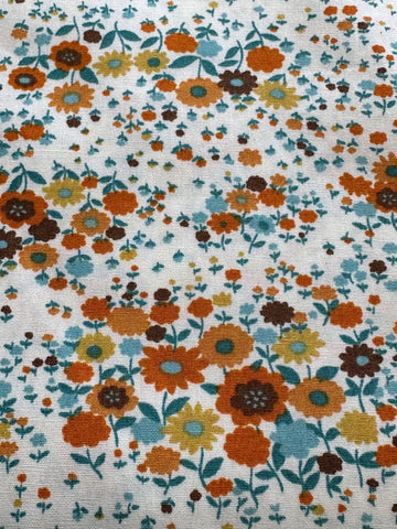 LAST 1/2m: Modern Fabric Cotton Poplin w/ Retro Small Floral in Warm Browns Blues