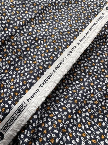 1m LEFT: Modern Reproduction Fabric Quilt Cotton 2017 Cheddar & Indigo Windham Fabrics 1870-1910 Nancy Gere
