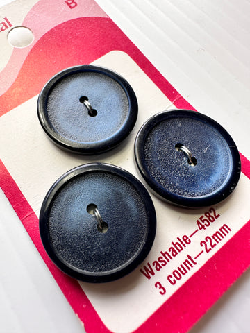 ONE SET ONLY: Vintage Buttons New on Card Tootal 1980s? Blue Matte 2-Hole 20mm x 3