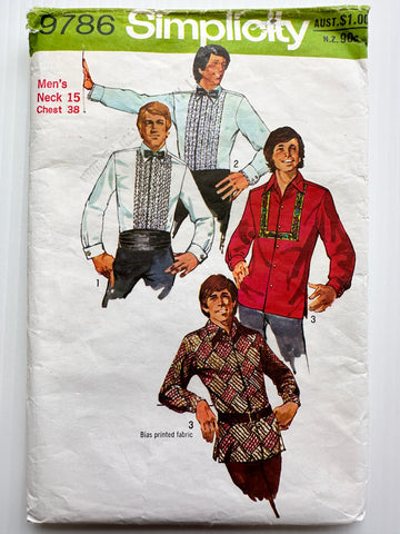 MENS SET OF SHIRTS: Vintage Sewing Pattern Simplicity 1971 Neck 15 Chest 38 Cut *9786