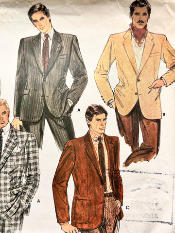 MENS SET OF JACKETS: Vintage Sewing Pattern Vogue 1980s Size 42 Tall Cut *1269