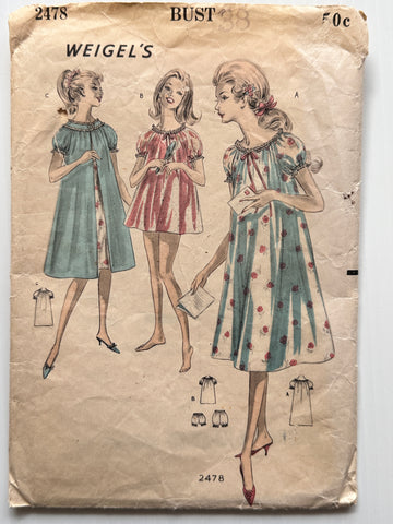 PYJAMA BLOOMERS ONLY: Weigel's Sewing Pattern 1960s Bust 38 Incomplete *2478