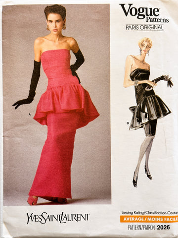DRESS: Vogue Paris Original Sewing Pattern Yves Saint Laurent 1988 Size 14 FF Complete *2026