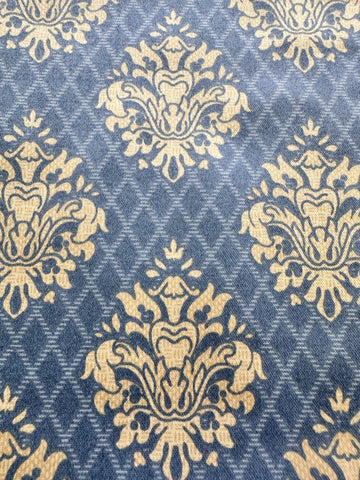 3.5m LEFT: Vintage Fabric 80s 90s Francis Price United Kingdom Cotton Drapery Damask Pattern