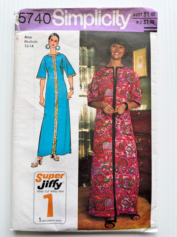 SUPER-JIFFY CAFTAN: Simplicity Sewing Pattern 1973 Size Medium 12-14 Unused Cut *5740
