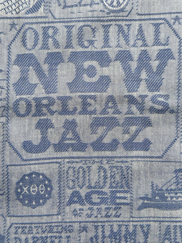 1m LEFT: Vintage Fabric Cotton 1970s New Orleans Jazz Damask 112cm Wide