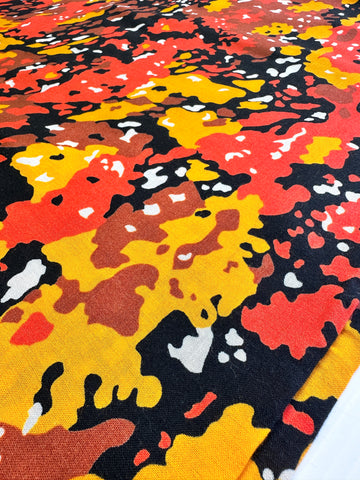 2m LEFT: Vintage Fabric Cotton Blend 1970s Bright Abstract Splotch 110cm Wide
