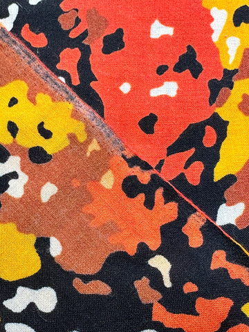 2m LEFT: Vintage Fabric Cotton Blend 1970s Bright Abstract Splotch 110cm Wide