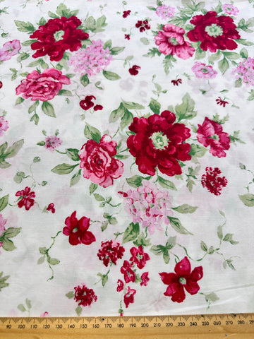 1.5m LEFT: Vintage Fabric Cotton Blend Sheeting 2000s Laura Ashley 130cm cm Wide