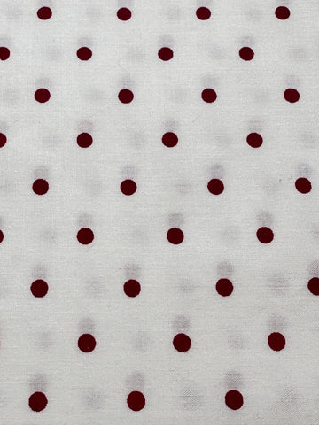SINGLE FAT QUARTER: Vintage Fabric Cotton Blend Sheeting 2000s Laura Ashley Red/Pink Dots on White 50cm x 50cm