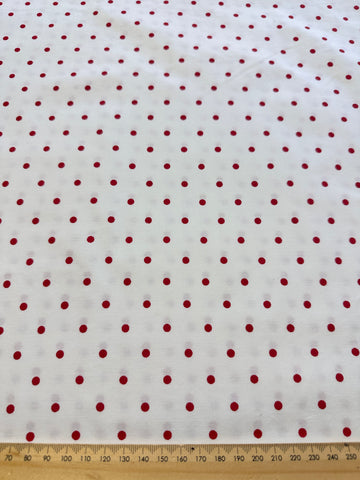 1m LEFT: Vintage Fabric Cotton Blend Sheeting 2000s Laura Ashley Red/Pink Dots on White 130cm cm Wide