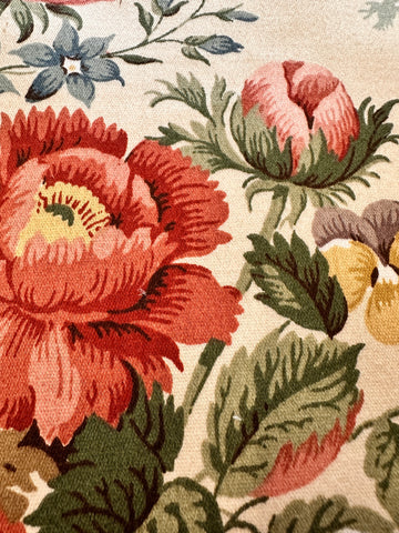 Vintage Fabric Sanderson Chatsworth Cotton Sateen Delicious Floral w/ Vine 60cm Wide