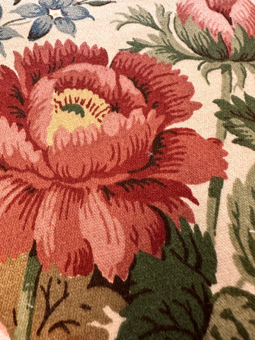 Vintage Fabric Sanderson Chatsworth Cotton Sateen Delicious Floral w/ Vine 60cm Wide