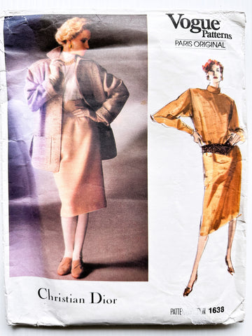 JACKET, DRESS, TOP + SHIRT: Christian Dior Vogue Paris Original Sewing Pattern 1985 Size 14 Unused? *1638