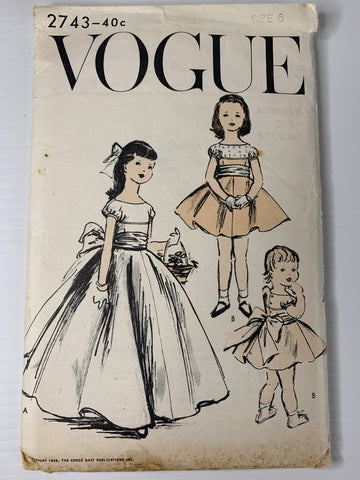 DIVINE DRESS & SLIP: Vogue 1956 size 6 girls sewing pattern *2743