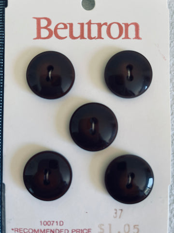 ONE SET ONLY: vintage carded Beutron shiny brown marone 2-hole 15mm x 5