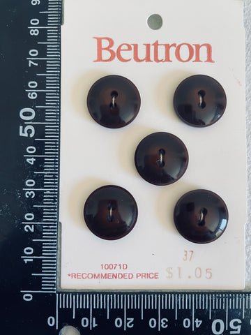 ONE SET ONLY: vintage carded Beutron shiny brown marone 2-hole 15mm x 5