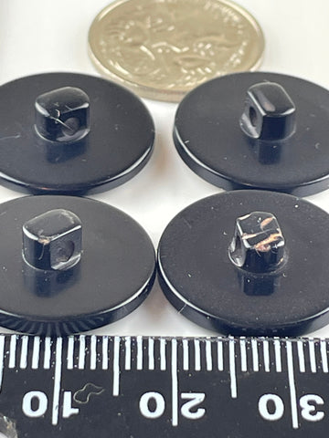 ONE SET ONLY: vintage simple shiny black plastic shank buttons 19mm