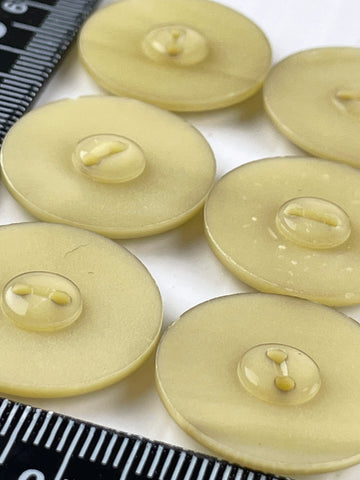 ONE SET ONLY: vintage shiny plastic pale yellow 2-hole buttons 23mm