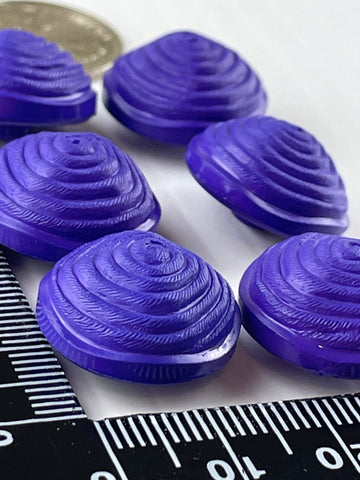 ONE SET ONLY: vintage faux coiled ribbon royal purple domed shank buttons 18mm