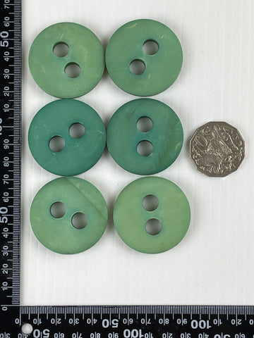 TWO LEFT: Vintage? Button Super Large Green Plastic? Resin? 2-Hole 45mm