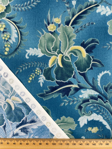 4m LEFT: Modern Fabric Benartex Quilt Cotton Janelle Blue Green Fronds