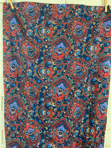 1m LEFT: Vintage 80s? Light Weight Floppy Rayon w/ Muted Paisley Pattern