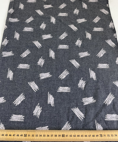 LAST 1/2m: Vintage Fabric 1980s Super Soft Cotton Blend Grey w/ Squiggles