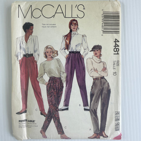 MISSES JODPHURS & PANTS: McCall's 1980s sizes 10 uncut *4481