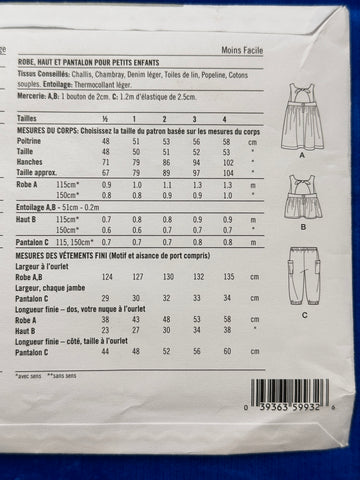 TODDLERS DRESS, TOP & PANTS: Simplicity Sewing Pattern Sizes 1-4 Unused FF *S9932