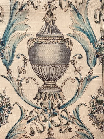 Vintage Fabric Giralda Pepe Penalver Spain Hand Printed Linen Cotton Upholstery 70cm Wide